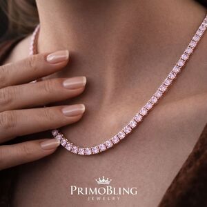 Pink Lab Diamond Tennis Necklace
